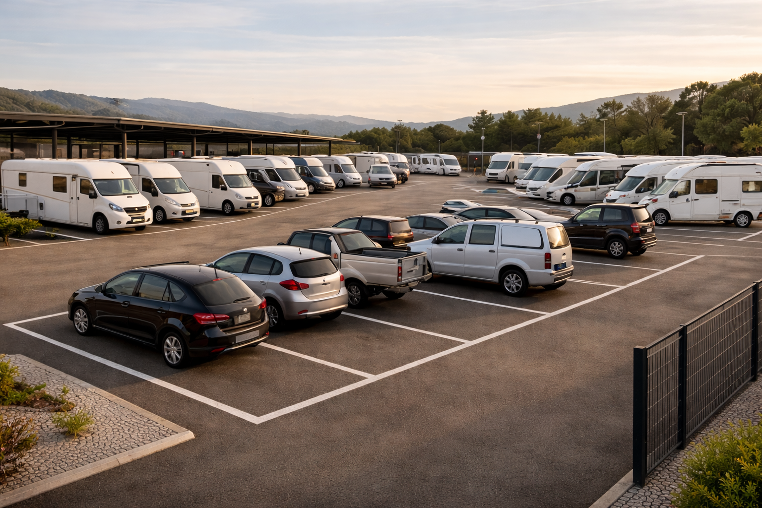 Parking adaptado para caravanas, autocaravanas, furgonetas y remolques
